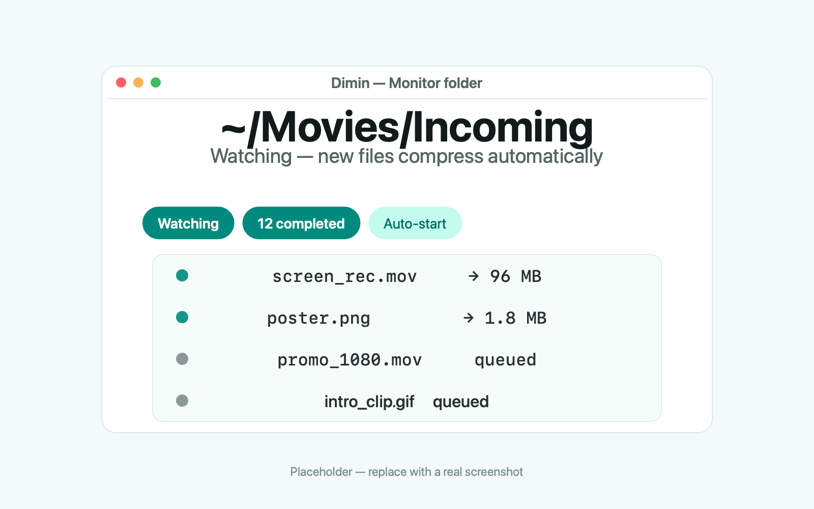 Dimin folder monitoring and batch queue